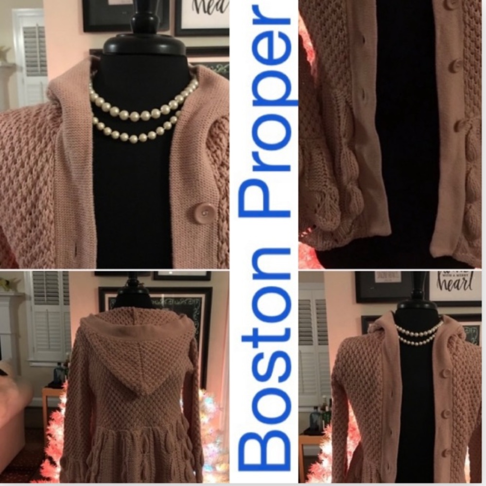 Boston Proper Dusty Pink cardigan hoodie sweater size Small - Picture 2 of 15